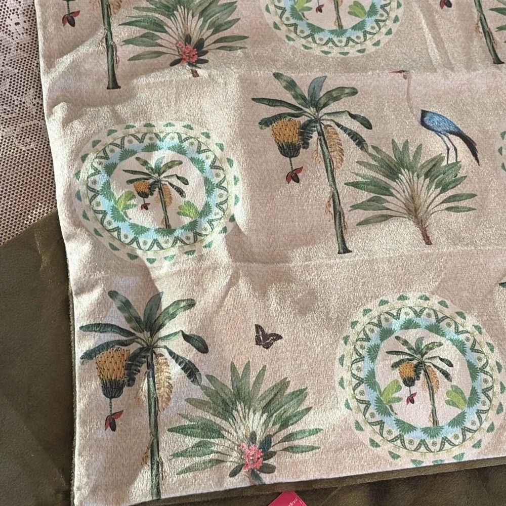 Krsnaa Mehta Tropical Palm Tree Crane Butterfly Botanical Chic Pillow Covers